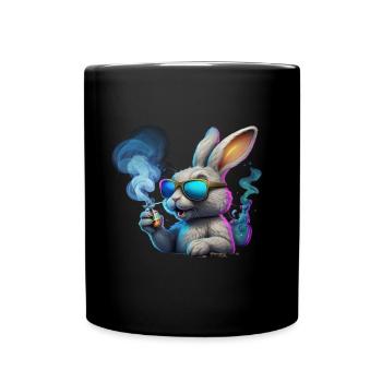 Lapin Cool Avec Des Lunettes De Soleil Et De La Fumée - Mug uni - noir - Devant