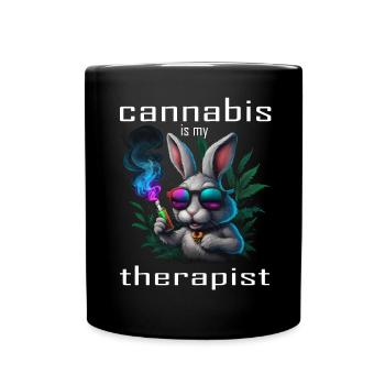 Cannabis Ist Mein Therapeut - Tasse einfarbig - Schwarz - Vorne