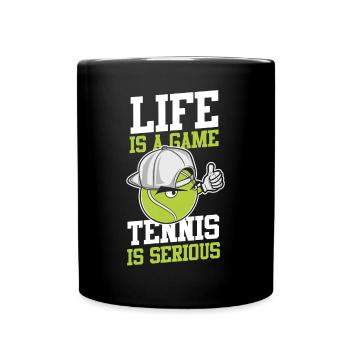 Drôle de joueur de tennis raquette la vie est - Mug uni - noir - Devant