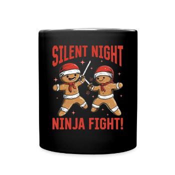 Christmas Gingerbread Silent night, ninja fight! - Full Colour Mug - black - Front
