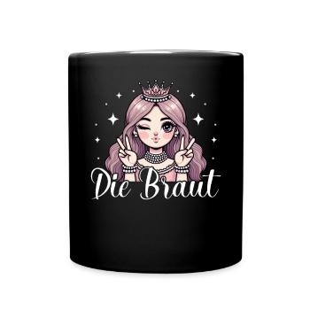 The Bride Funny Bachelorette Party Maid of Honor - Full Colour Mug - black - Front