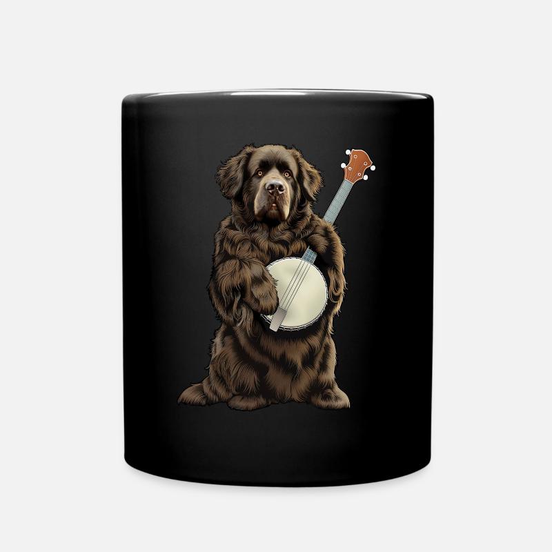 Neufundländer Hund Haustier Bluegrass Banjo Spiele - Tasse einfarbig - Schwarz