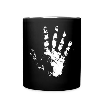 linke Hand Abdruck Kreide Symbol icon Illustration - Tasse einfarbig - Schwarz - Vorne