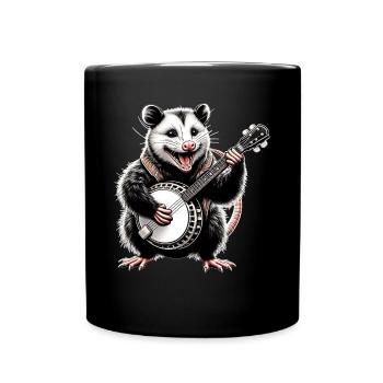 Opossum Possum Street Cat Bluegrass Banjo Player - Full Colour Mug - black - Front