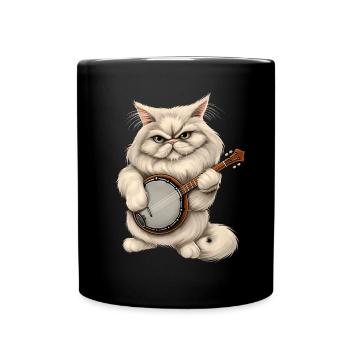 Chat persan Joueur de banjo bluegrass - Mug uni - noir - Devant
