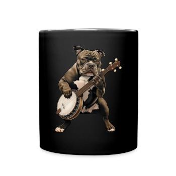 Pitbull Pittie Hund Bluegrass Banjo Spieler - Tasse einfarbig - Schwarz - Vorne