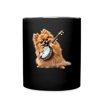 Chien de Poméranie Joueur de Banjo Bluegrass - Mug uni - noir - Devant