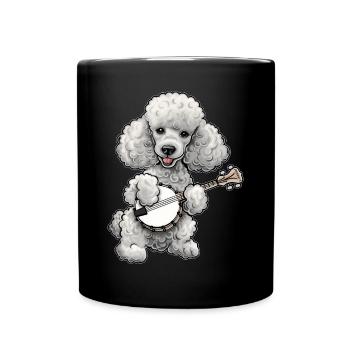 Pudelhund Bluegrass Banjo Spieler - Tasse einfarbig - Schwarz - Vorne