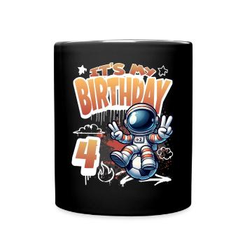 Graffiti astronaute 4ème anniversaire - Mug uni - noir - Devant