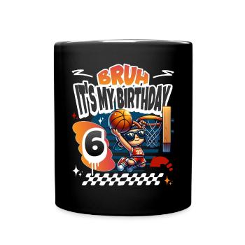 Basketball 6th Birthday - Full Colour Mug - black - Front