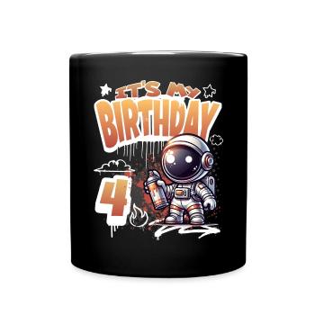 Graffiti astronaute 4ème anniversaire - Mug uni - noir - Devant