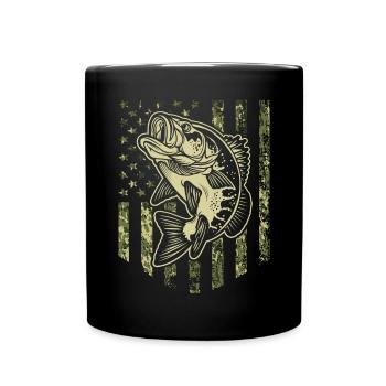 Camo Drapeau américain Amateur de pêche à l’achigan - Mug uni - noir - Devant