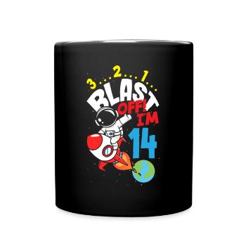 14e anniversaire Garçons Astronaute Anniversaire - Mug uni - noir - Devant