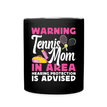 Funny Tennis Player Racket Mom - Full Colour Mug - black - Front