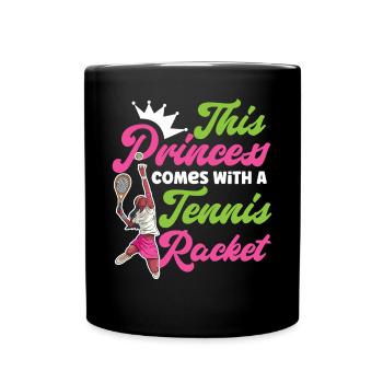 Funny Tennis Player Racket Girl - Full Colour Mug - black - Front