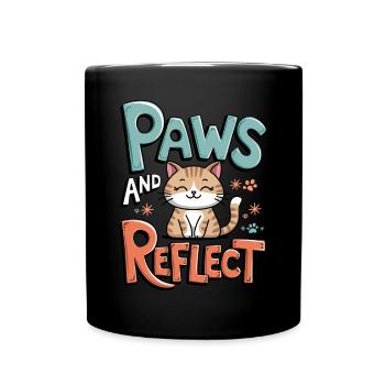 Paws And Reflection Yoga Meditation Cat - Full Colour Mug - black - Front