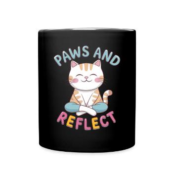 Pattes Et Réfléchir Chat Yoga Méditation - Mug uni - noir - Devant