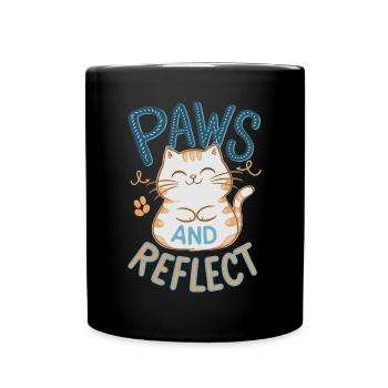 Paws and Reflection Yoga Meditation Cat - Full Colour Mug - black - Front