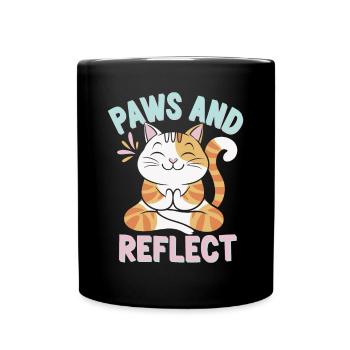 Pattes Et Réfléchir Chat Yoga Méditation - Mug uni - noir - Devant