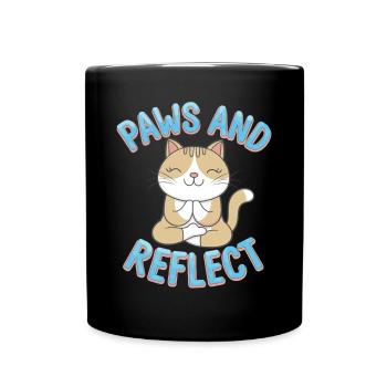 Pattes Et Réfléchir Chat Yoga Méditation - Mug uni - noir - Devant