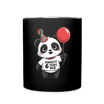 6ème anniversaire Panda Ours Panda Table 6 ans - Mug uni - noir - Devant