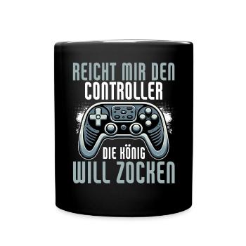 Hands me the controller, the queen wants to play - Full Colour Mug - black - Front