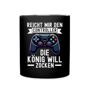 Hands me the controller, the queen wants to play - Full Colour Mug - black - Front