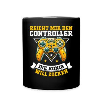Hands me the controller, the queen wants to play - Full Colour Mug - black - Front