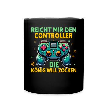 Hands me the controller, the queen wants to play - Full Colour Mug - black - Front