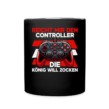 Hands me the controller, the queen wants to play - Full Colour Mug - black - Front