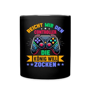Hands me the controller, the queen wants to play - Full Colour Mug - black - Front
