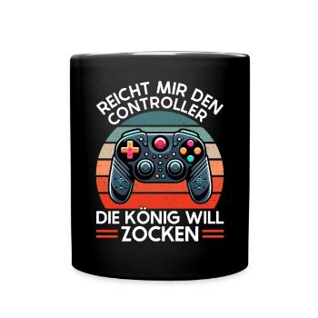 Hands me the controller, the queen wants to play - Full Colour Mug - black - Front