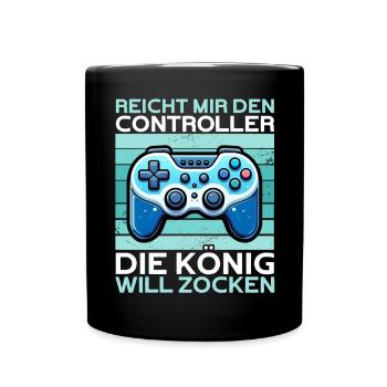 Hands me the controller, the queen wants to play - Full Colour Mug - black - Front