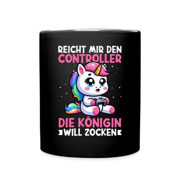 Hands me the controller, the queen wants to play - Full Colour Mug - black - Front