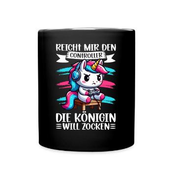 Hands me the controller, the queen wants to play - Full Colour Mug - black - Front