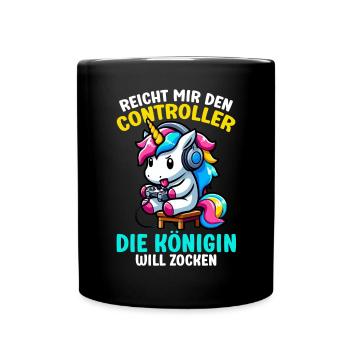 Hands me the controller, the queen wants to play - Full Colour Mug - black - Front