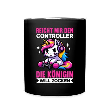 Hands me the controller, the queen wants to play - Full Colour Mug - black - Front