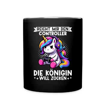Hands me the controller, the queen wants to play - Full Colour Mug - black - Front