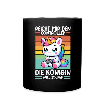 Elle me tend la manette, la reine veut jouer - Mug uni - noir - Devant
