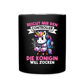Hands me the controller, the queen wants to play - Full Colour Mug - black - Front