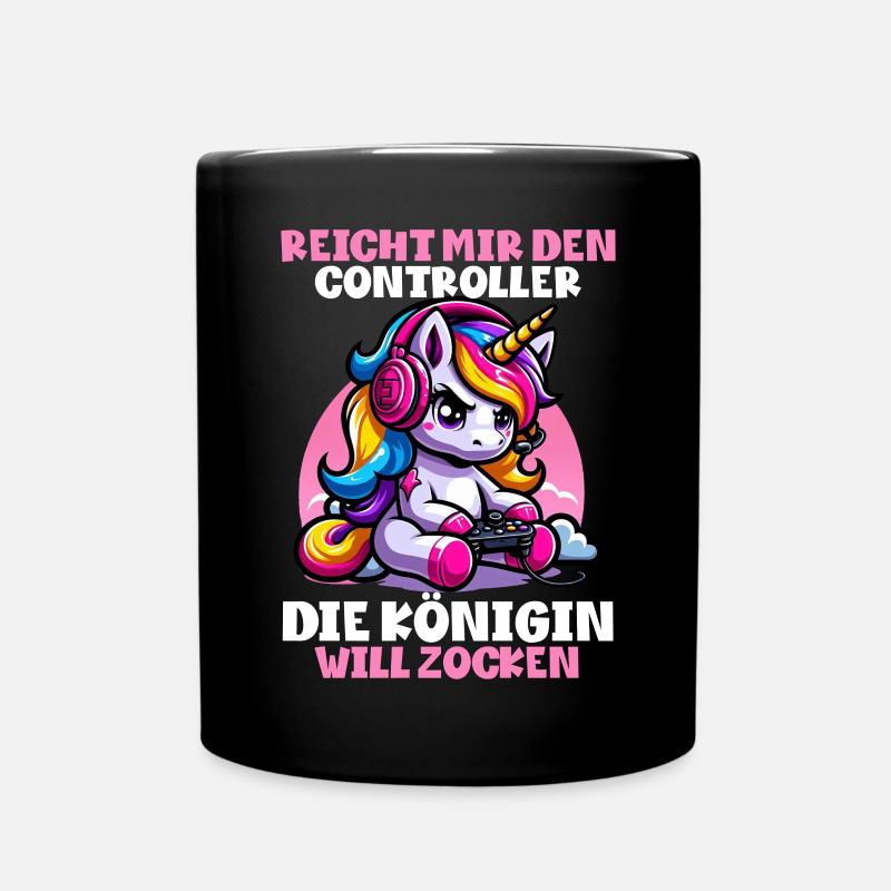 Reicht mir den Controller die Königin will zocken - Tasse einfarbig - Schwarz