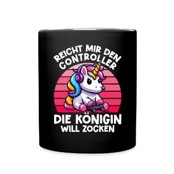 Hands me the controller, the queen wants to play - Full Colour Mug - black - Front