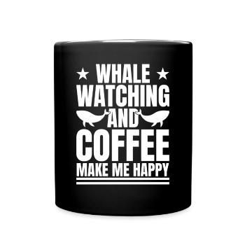 L’observation des baleines et le café me rendent heureux les baleines - Mug uni - noir - Devant