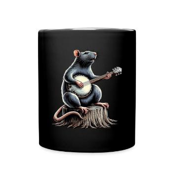 Rattenmaus Bluegrass Banjo Spieler - Tasse einfarbig - Schwarz - Vorne