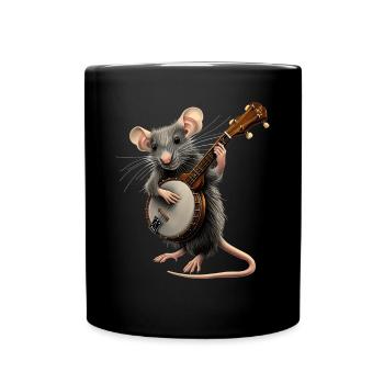 Rattenmaus Bluegrass Banjo Spieler - Tasse einfarbig - Schwarz - Vorne