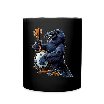 Raven Crow Joueur de banjo bluegrass - Mug uni - noir - Devant