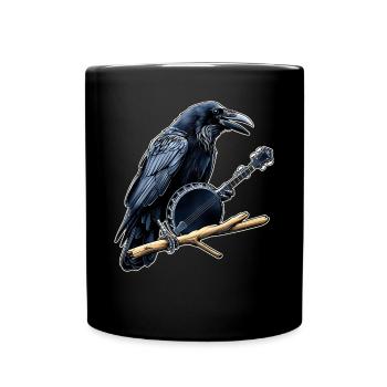 Raven Crow Joueur de banjo bluegrass - Mug uni - noir - Devant