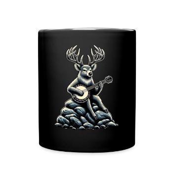 Rentier Weihnachten Weihnachtsmann Bluegrass Banjo - Tasse einfarbig - Schwarz - Vorne