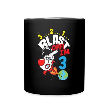3rd Birthday Boys 3 Years Astronaut Birthday - Full Colour Mug - black - Front