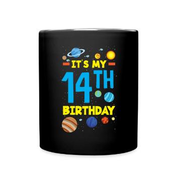 14e anniversaire Garçons Astronaute Anniversaire - Mug uni - noir - Devant